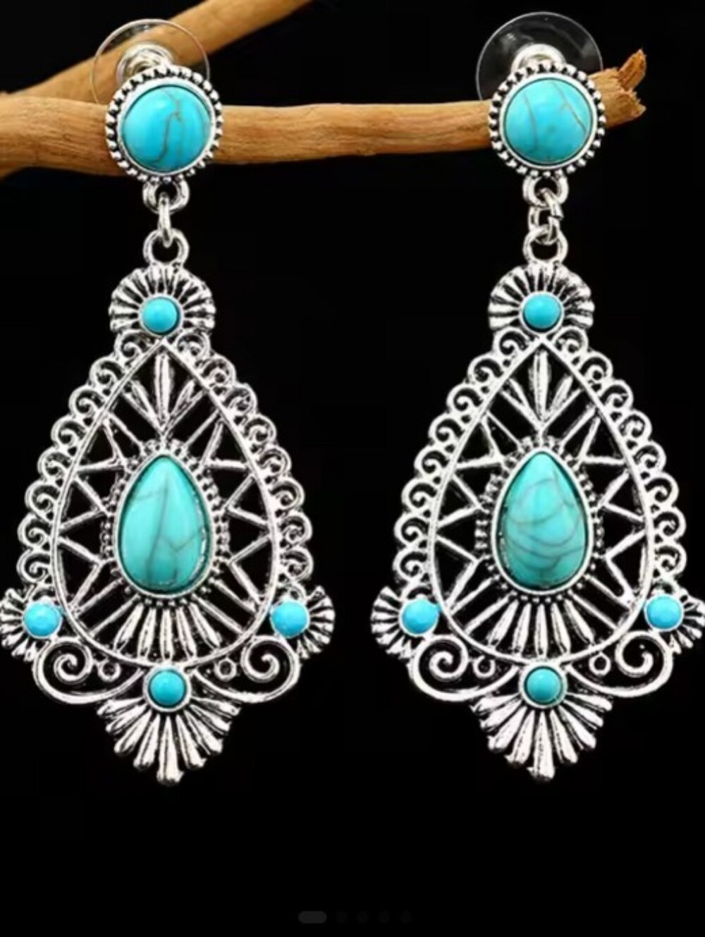 Vintage Turquoise Earrings - Women Jewelry Western Jewelry New G24